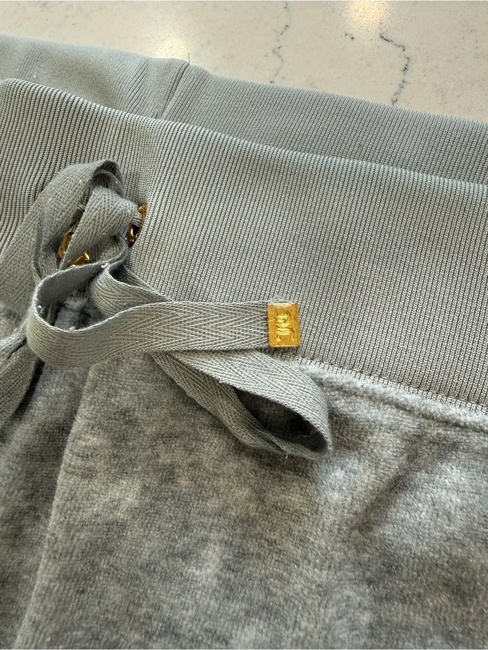 Juicy Couture Gray Velour  Pants Wideleg Elastic Waist 0X Y2K